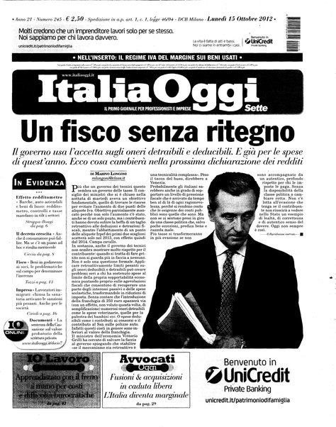 Italia oggi : quotidiano di economia finanza e politica